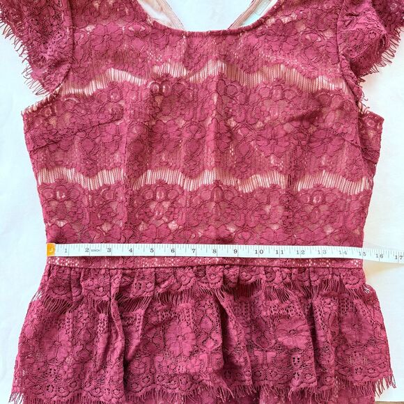 NWT Anthropologie Maeve Elsa Lace Peplum Cap Sleeve Dress in Wine Red Sz Medium - Picture 12 of 12